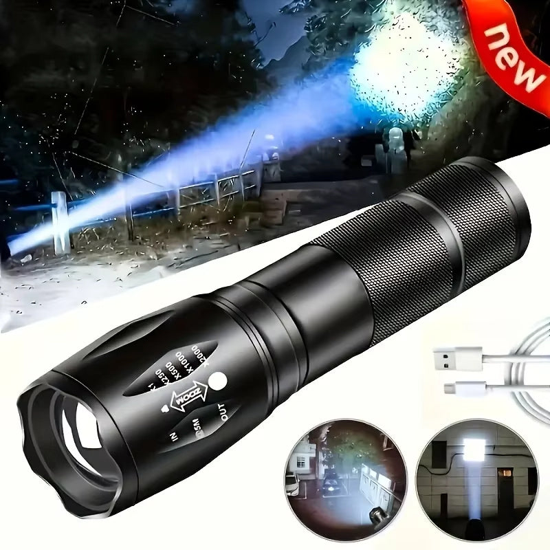 High Power LED Tactical Flashlight - 5-Mode Zoomable Torch