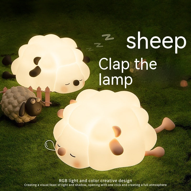 Cute Silicone Night Lights Sheep Cartoon - Rechargeable Timing Dimming Sleep Light for Children's Room