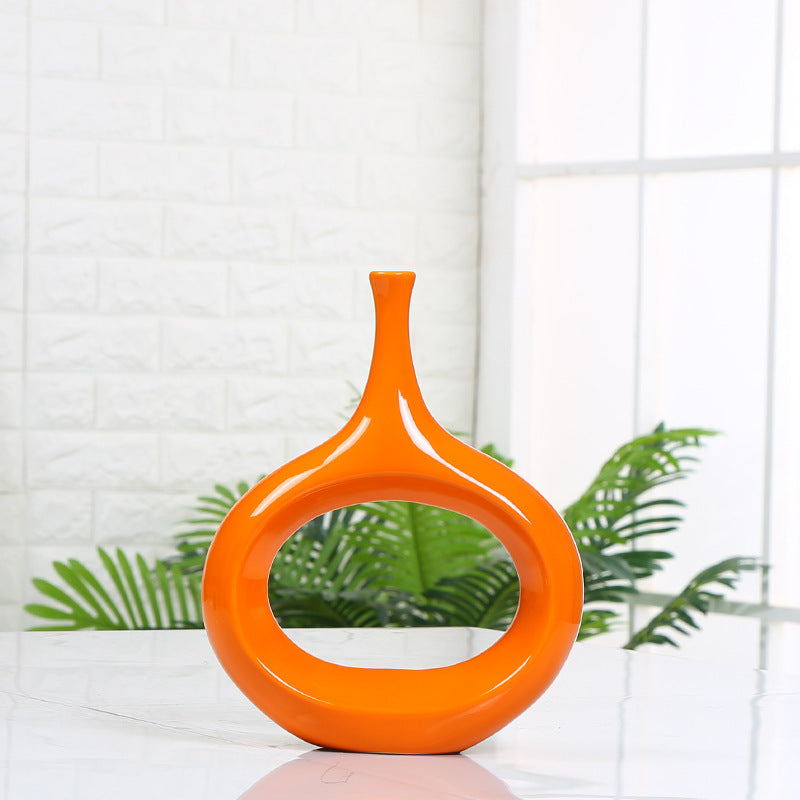 Premium Hollow Ceramic Vase - Modern Home Decoration Centerpiece