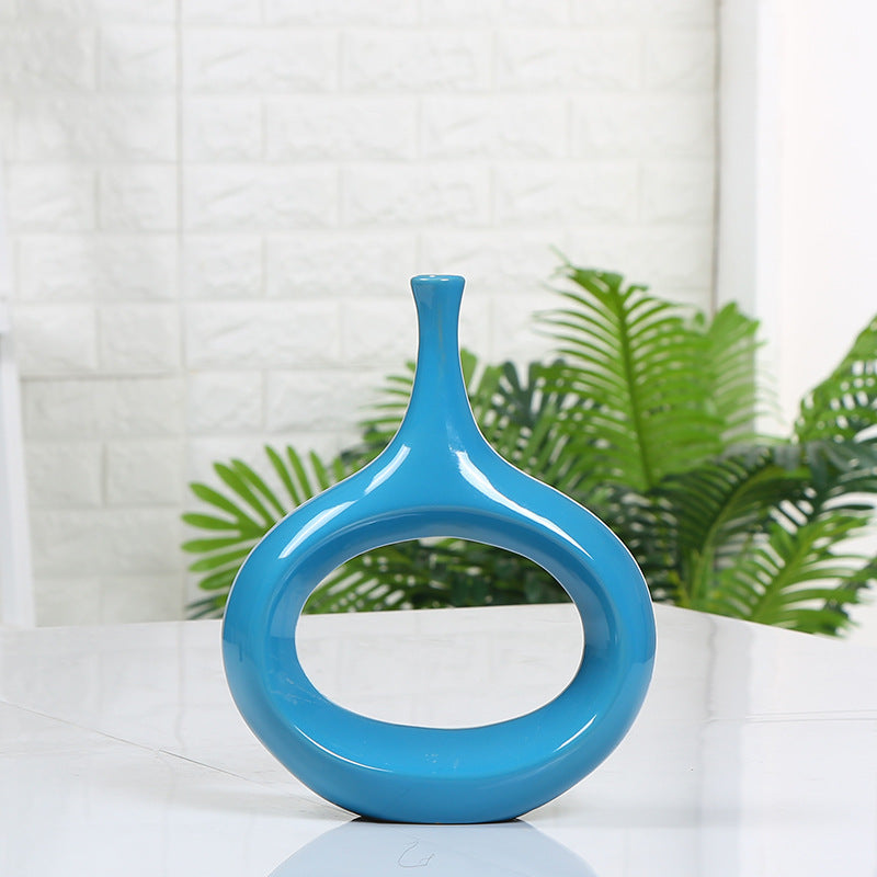 Premium Hollow Ceramic Vase - Modern Home Decoration Centerpiece