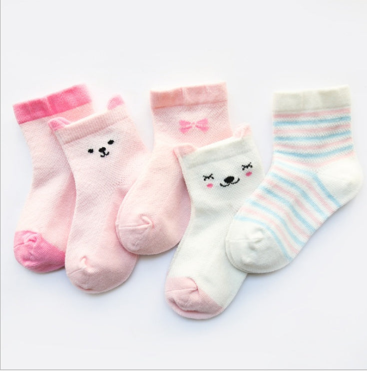 Children's Cotton Socks 5-Pack - Breathable Summer Socks for Boys & Girls