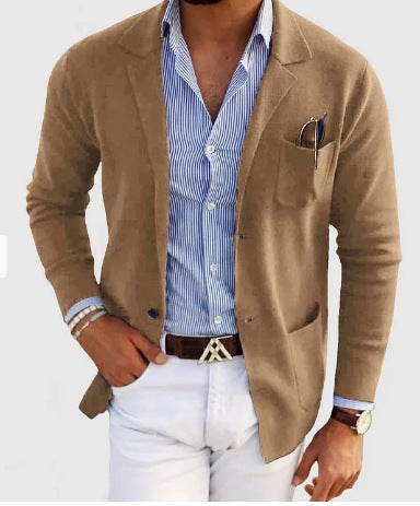 Men's Spring Leisure Printed Double Button Suit Jacket - Casual Business Blazer