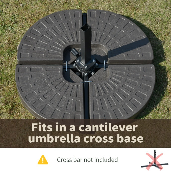 Cantilever Patio Umbrella Base Fan Shaped Weights With Handles Durable Material Coffee