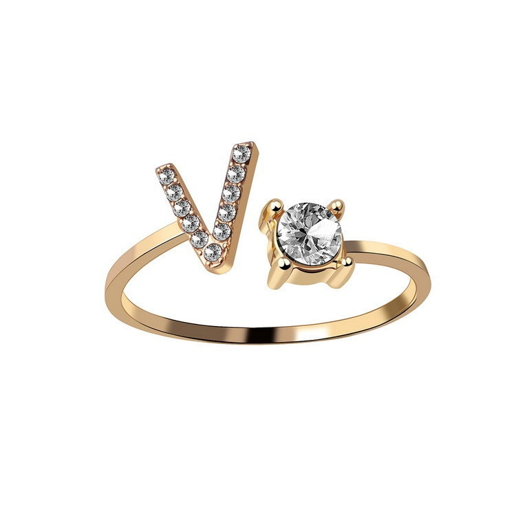 Adjustable Initial Letter Ring - Personalized Alphabet Jewelry