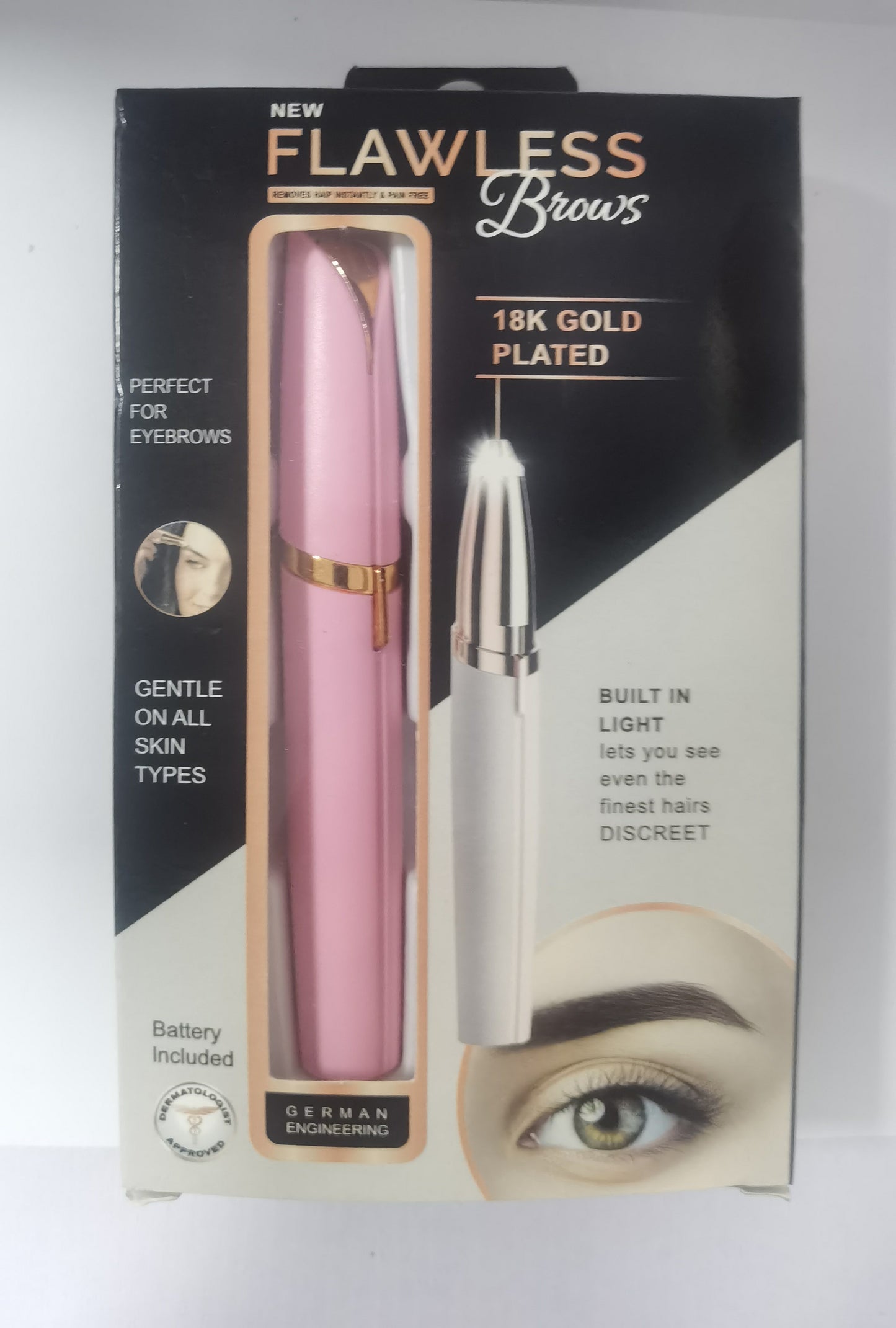 Mini Electric Eyebrow Trimmer - LED Light Painless Hair Remover Lipstick Size