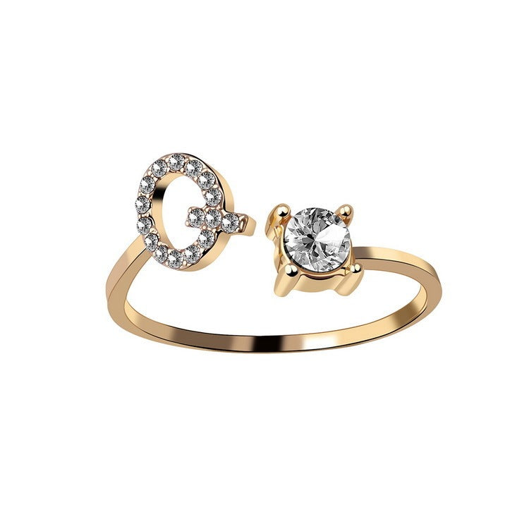 Adjustable Initial Letter Ring - Personalized Alphabet Jewelry