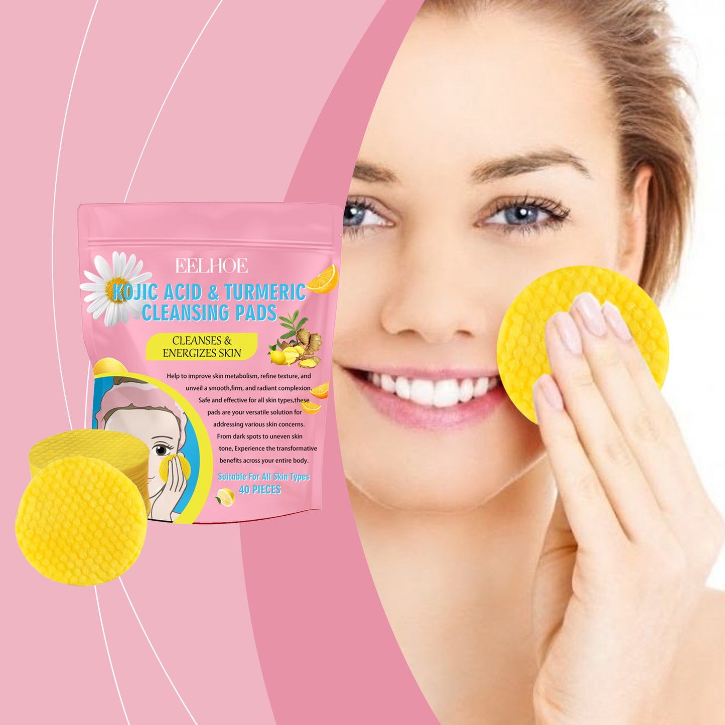 Turmeric Acid Cleansing Pad Gentle Cleansing Skin Care To Reduce Acne Face Brightening Delicate Pores