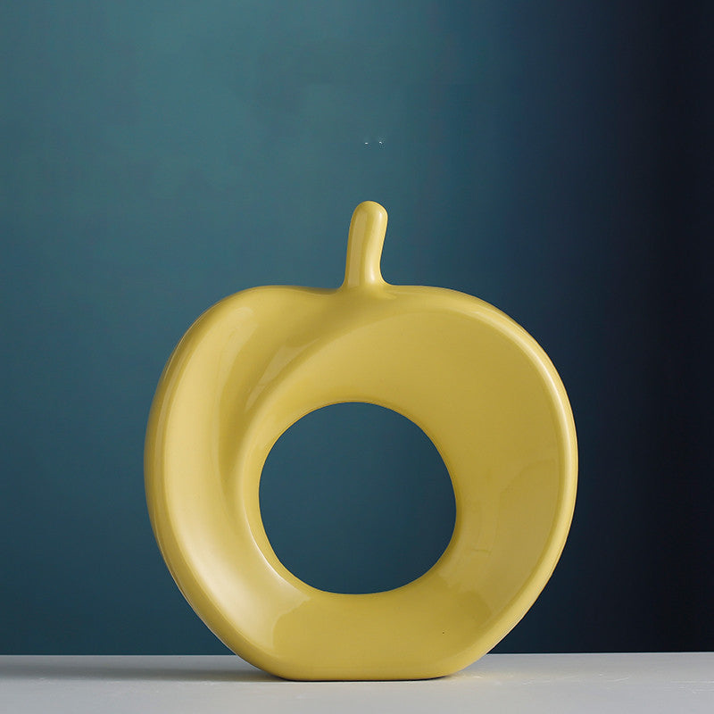 Premium Ceramic Home Decoration Ornaments - Modern Apple Pink Design