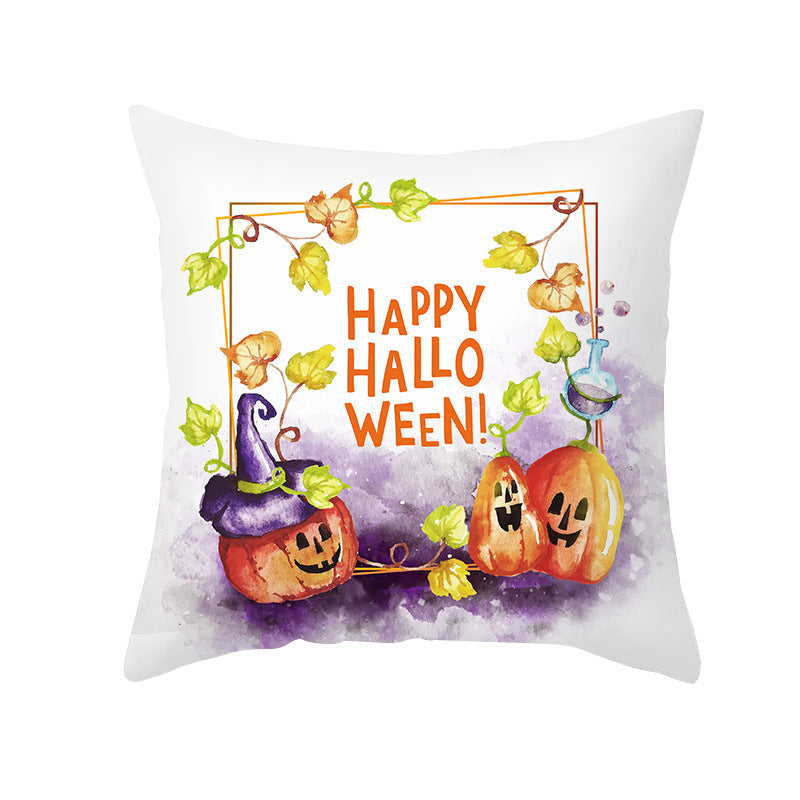 Halloween Pumpkin Letter Fleece Cushion Cover