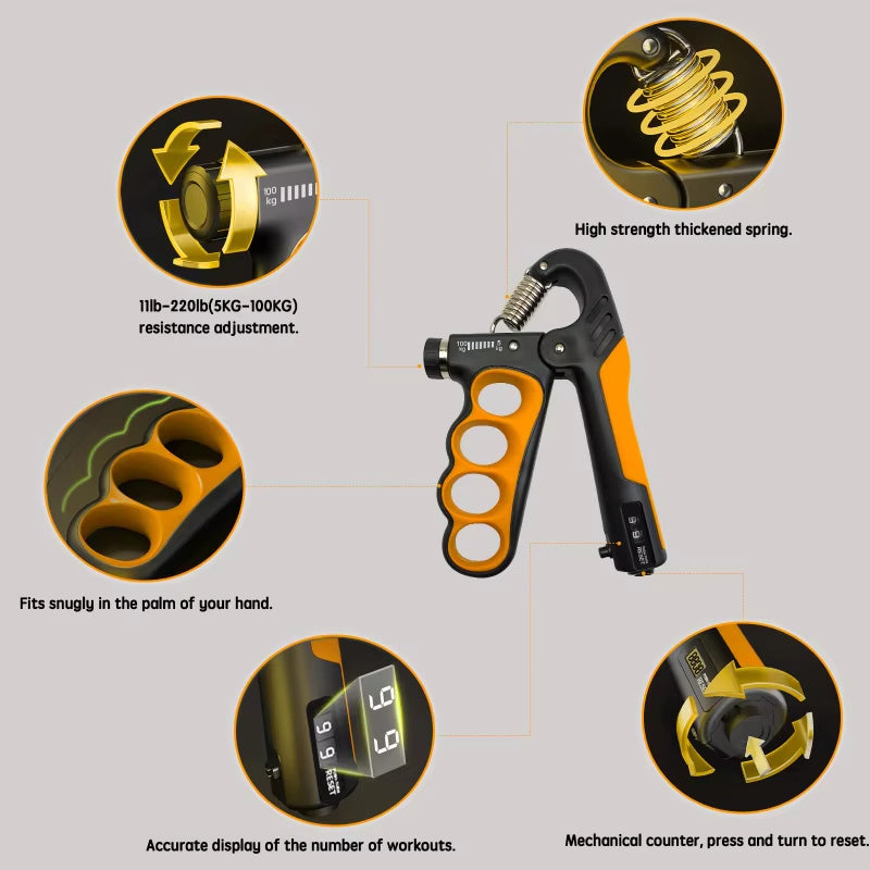 Adjustable Hand Grip Strengthener - 5-100kg Resistance Trainer