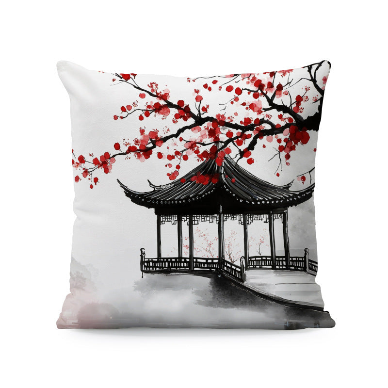 Ink-painting Plum Blossom Yellow Flower Sofa Cushion Cover Without Pillow Core
