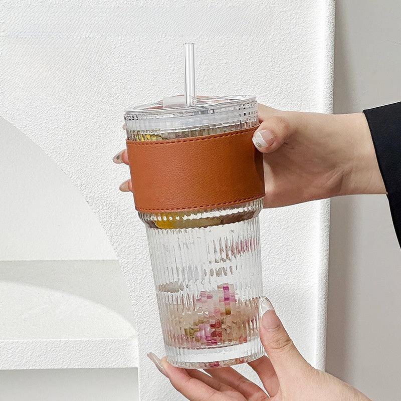 Premium Glass Cold Drink Cups - Stylish Coffee & Juice Tumblers
