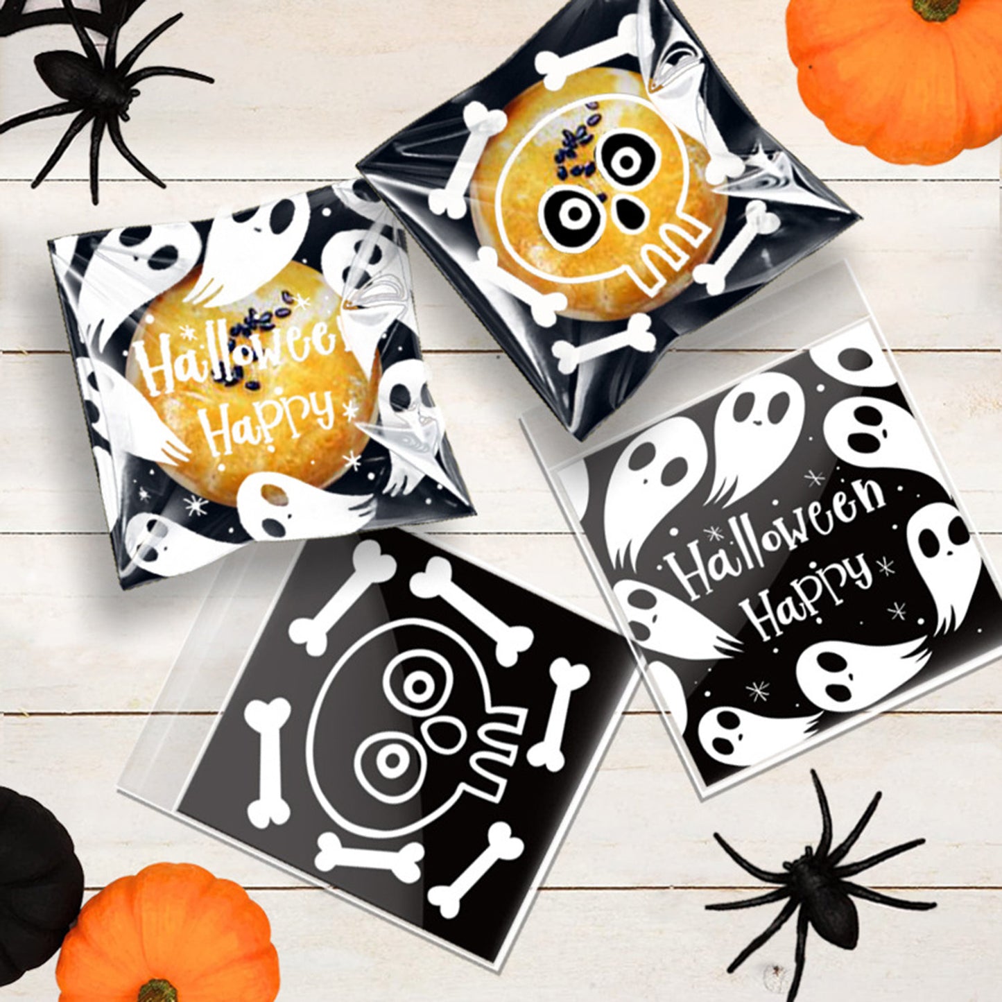 Halloween Cellophane Treat Bags - 450 Pcs Self-Sealing Candy Bags
