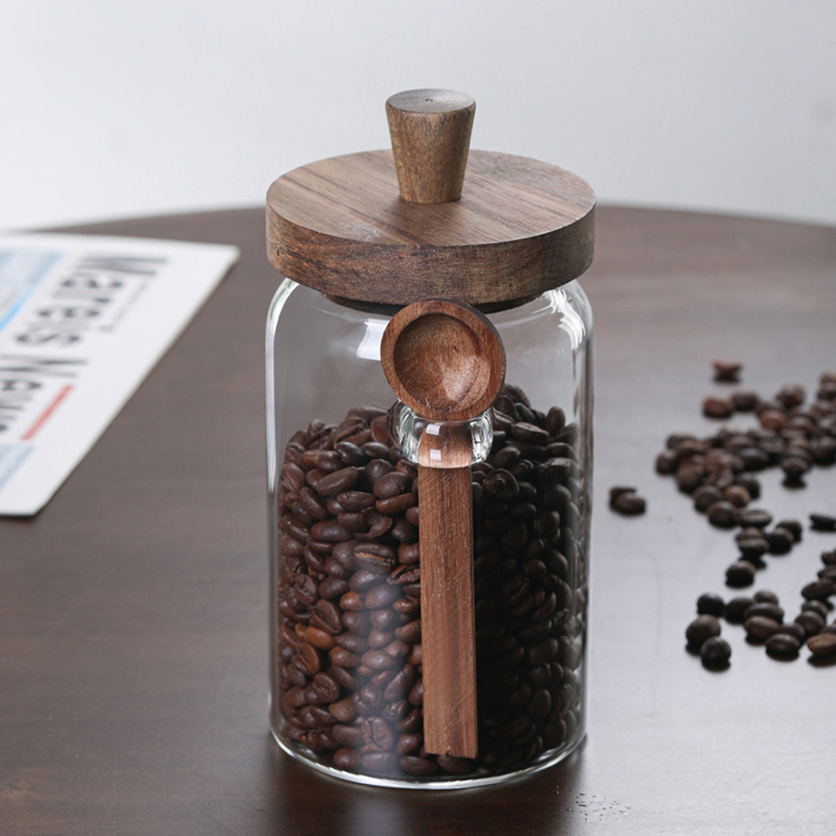 Glass Coffee Storage Jars Set - 3 Piece with Spoons for Coffee, Tea & Kitchen Storage