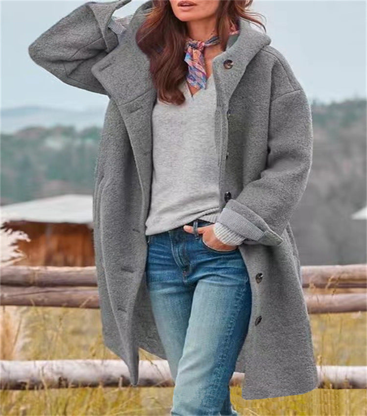Women's Casual Hooded Lapel Windbreaker