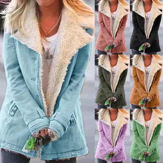 Women's Winter Warm Coat - Slim Fit Lapel Single-Breasted Jacket