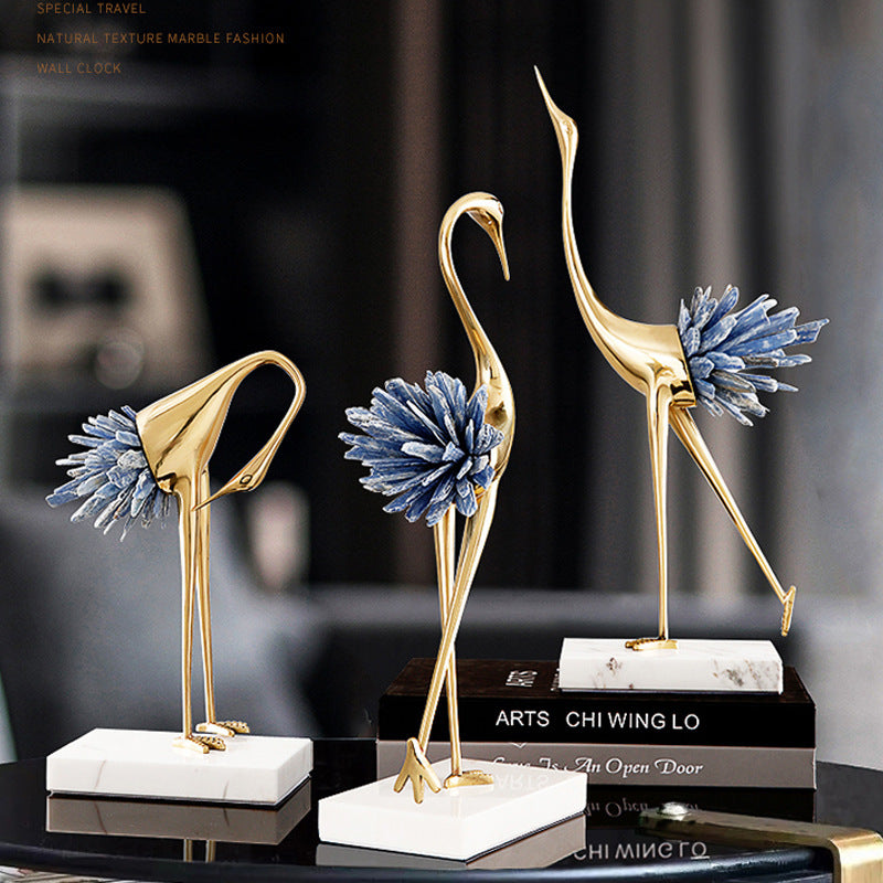 Premium Crystal Crane Home Decoration - Elegant Glass Bird Ornament
