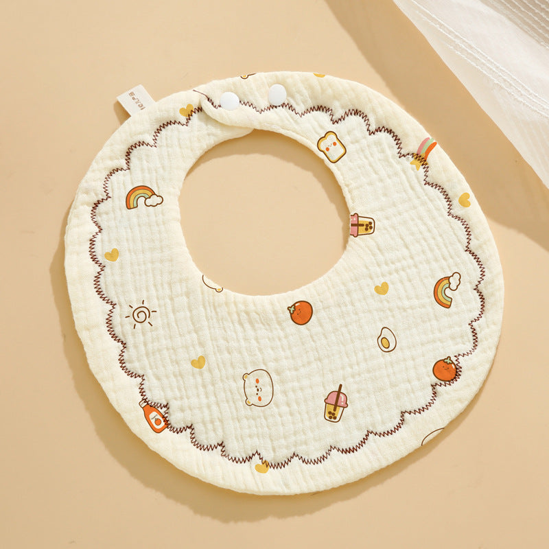 Baby Bib Set - 6-Layer Cotton Anti-Spill Round Bibs