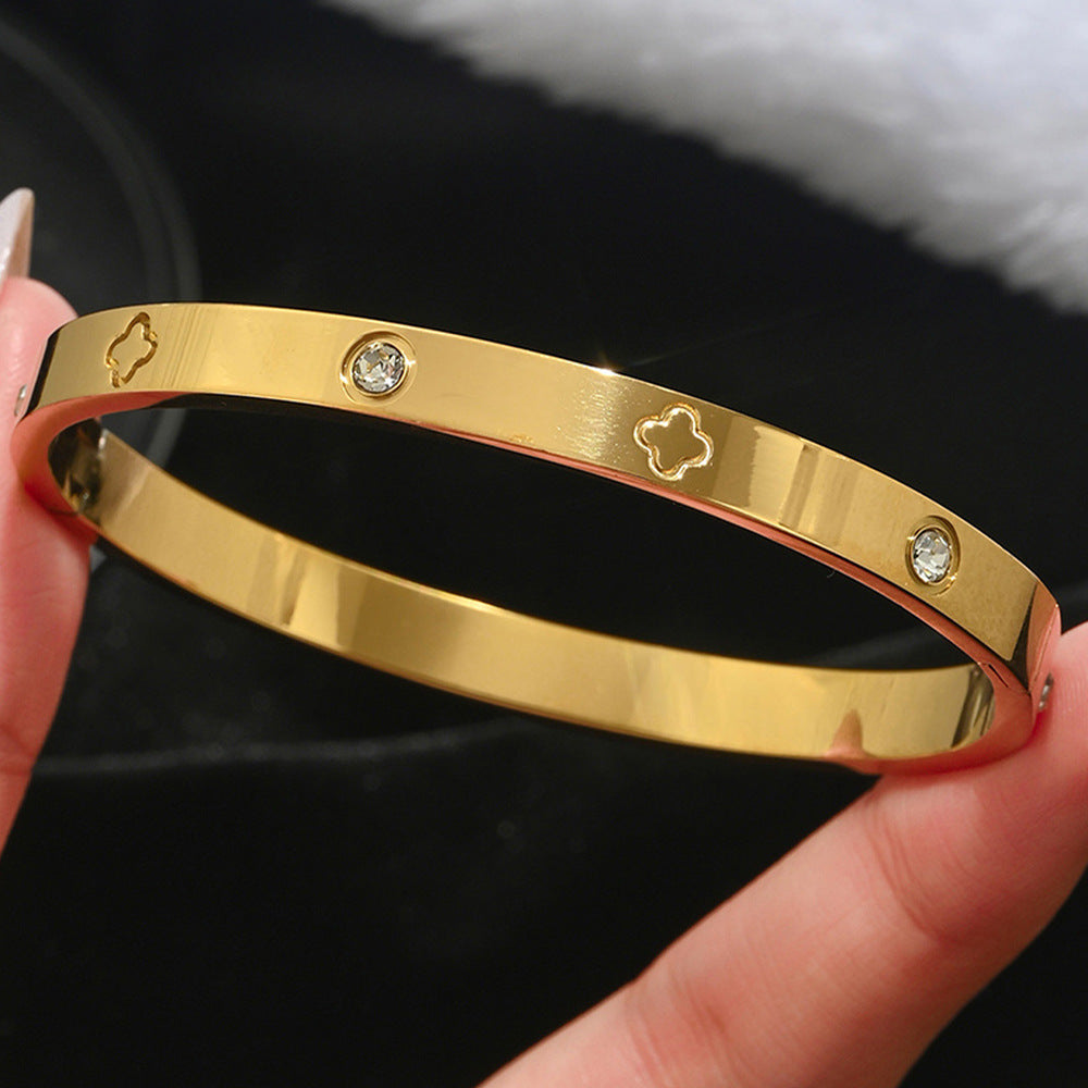 Stainless Steel Gold Bracelet - Love Nail Design
