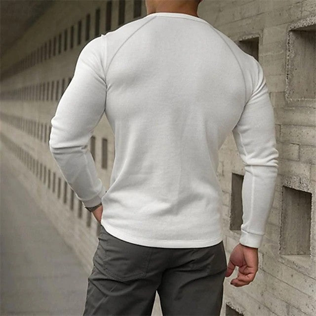 Men's Henry Collar Long Sleeve T-Shirt - Classic Base Layer
