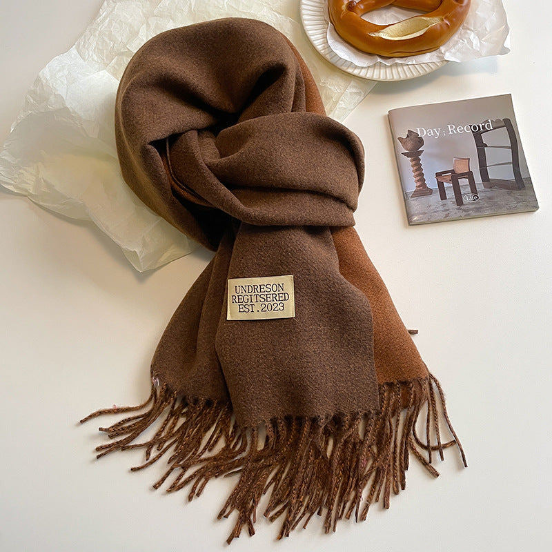 Double-Sided Artificial Cashmere Scarf - Women's Winter Warm Couple Scarf