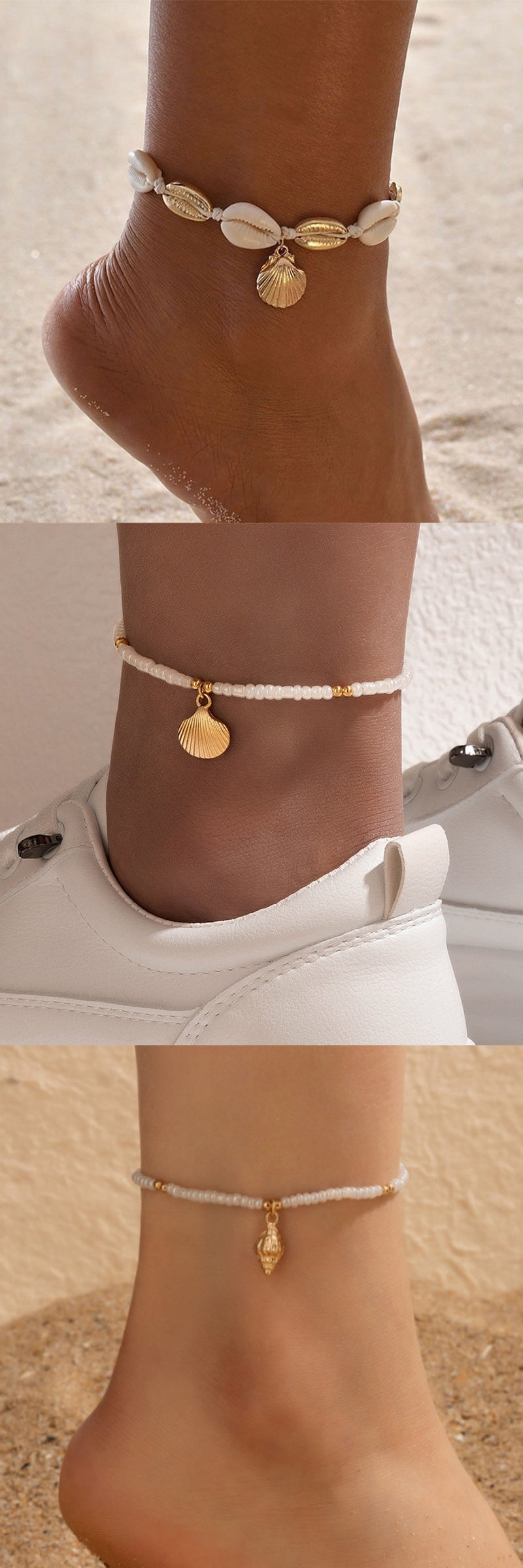 Beach Vacation Shell Anklet - Bohemian Style Seashell Ankle Bracelet