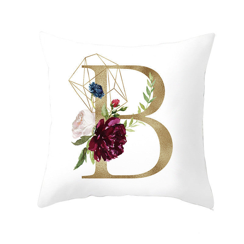 Nordic Style Pillowcase Geometric Golden Letter Pillowcase Peach Skin Sofa Cushion Household Goods
