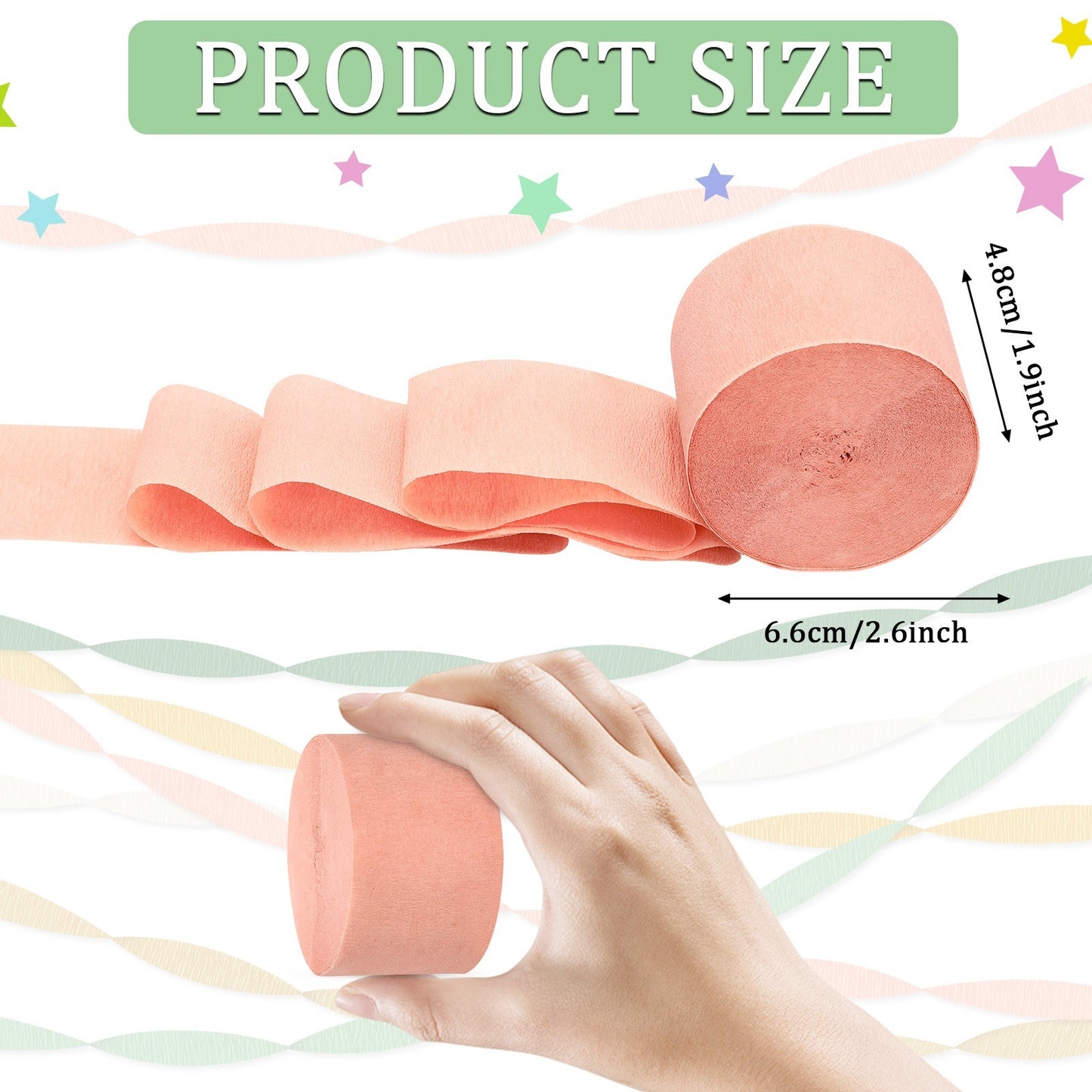 Wedding Party Crepe Paper Decorations, 6 Rolls Crepe Paper Streamers In Olive Green Brown Dark Green Gold Peach White Streamers For Bridal Wedding Birthday Shower Party Decor-Clearance