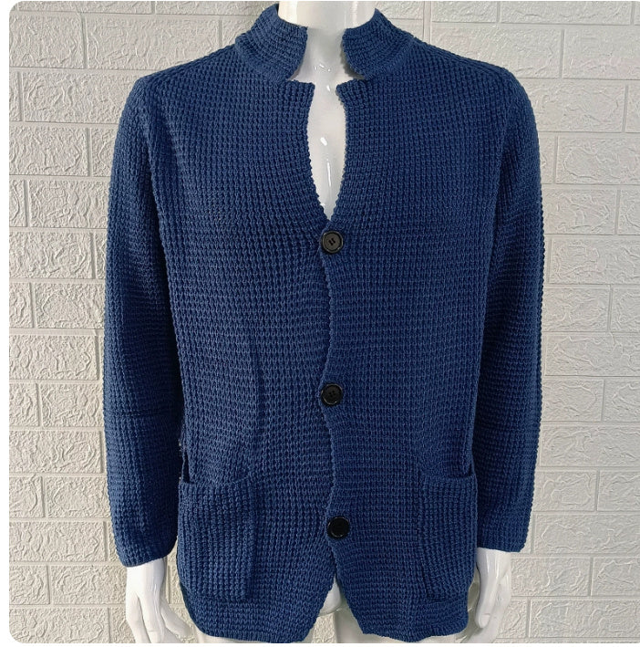 Men's Stand Up Collar Cardigan - Knitted Jacket with Modern Style