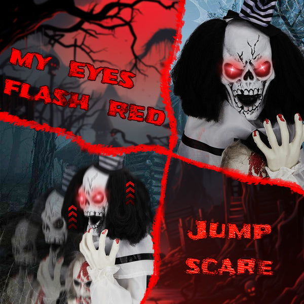 1.8ft Scary Clown Halloween Decoration - Sound-Activated Party Decor