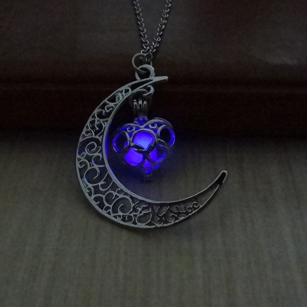 Glowing Pendant Necklace - Silver Plated Chain