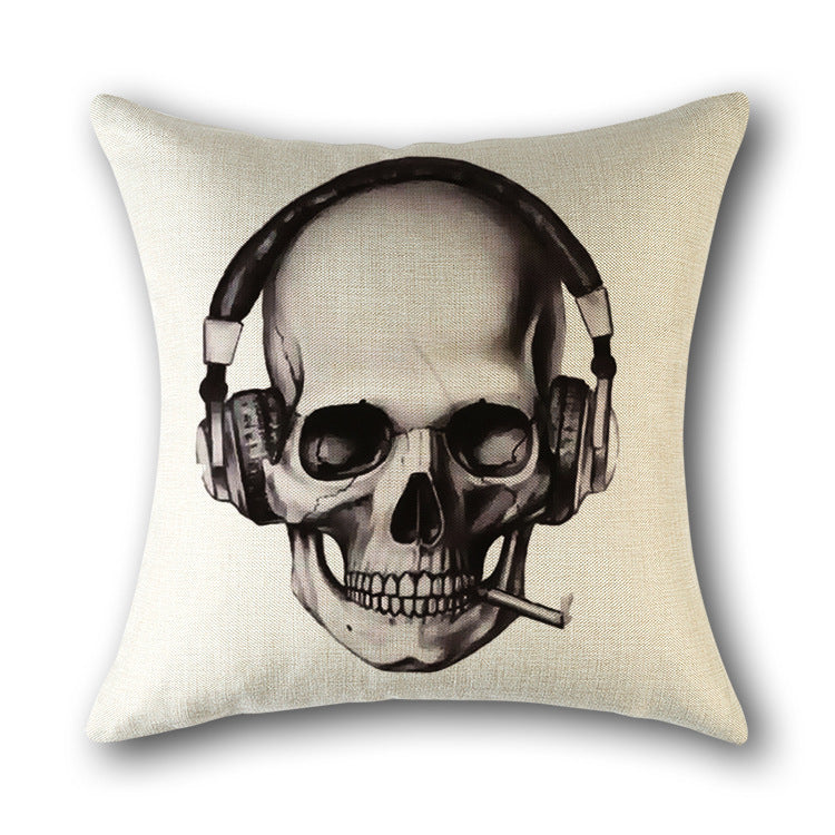 Skull Print Cushion Cotton Cover Sofa Cushion Bed Scandinavian Decorative Pillow Case
