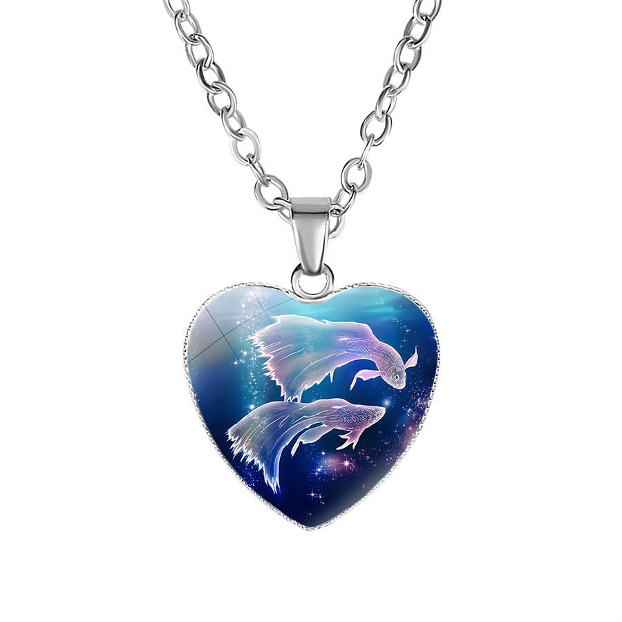 Women's Zodiac Heart Pendant Necklace - Personalized Astrology Jewelry
