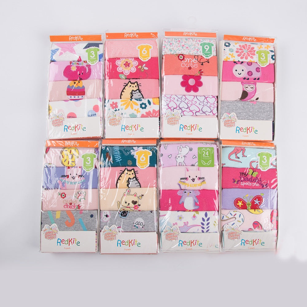 Baby Triangle Bibs 5-Pack - Soft Cotton Bandana Drool Bibs for Infants & Toddlers