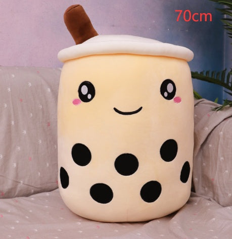 Boba Tea Plush Toy - Cute Strawberry Milk Tea Stuffed Animal Pillow Cushion for Kids