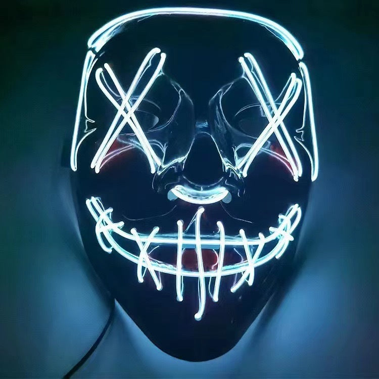 LED Glow V-Shaped Halloween Mask - Blue Light Design