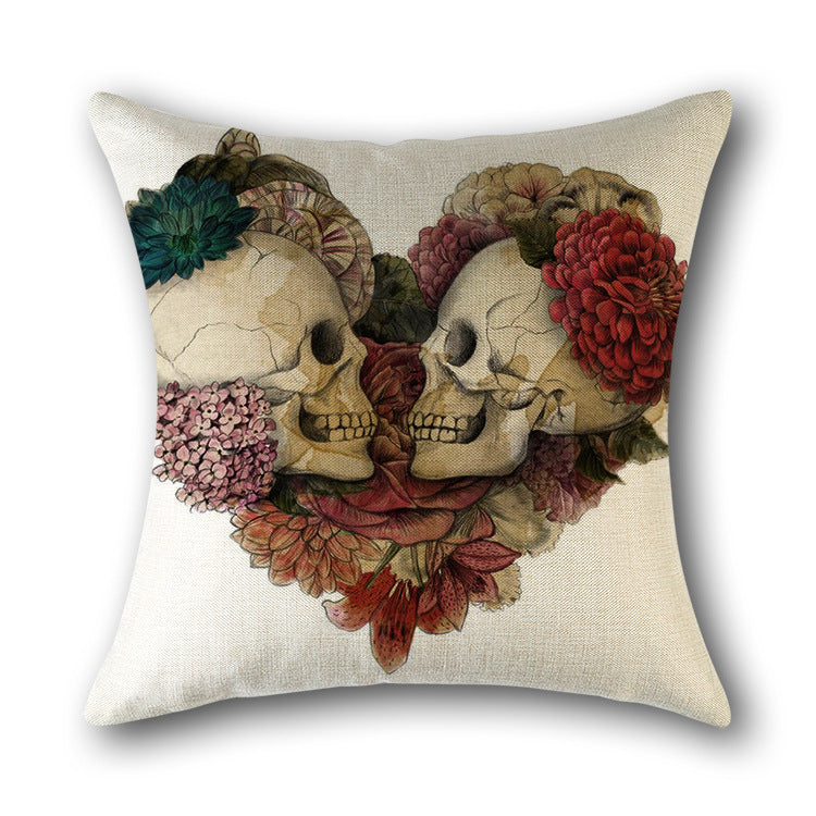 Skull Print Cushion Cotton Cover Sofa Cushion Bed Scandinavian Decorative Pillow Case