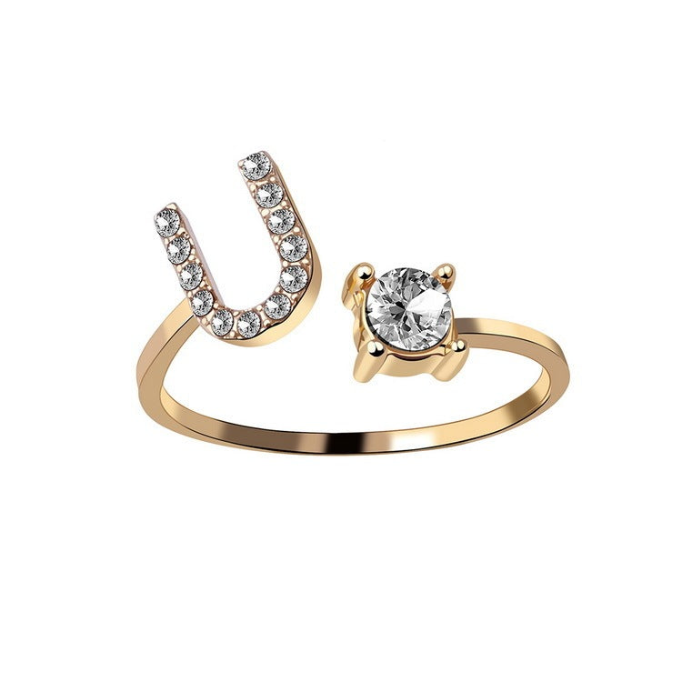 Adjustable Initial Letter Ring - Personalized Alphabet Jewelry