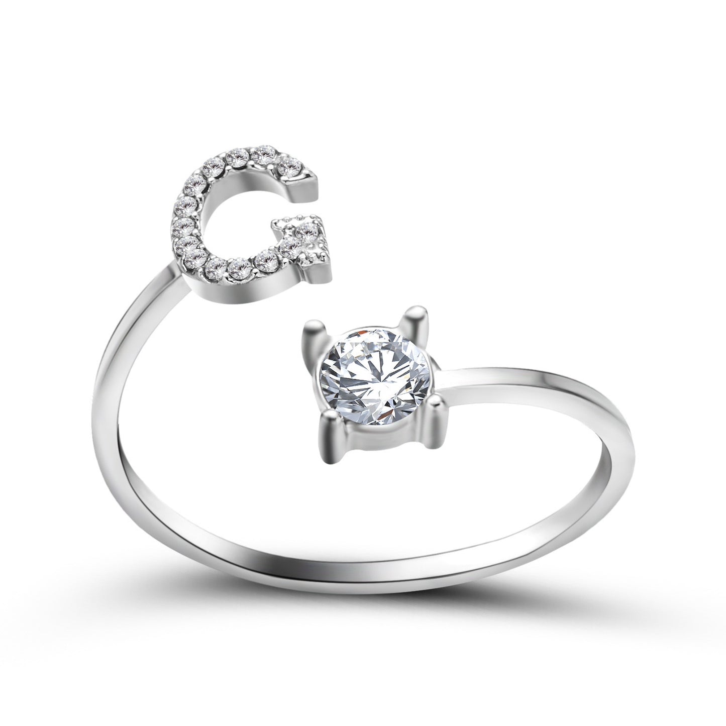 Adjustable Initial Letter Ring - Personalized Alphabet Jewelry