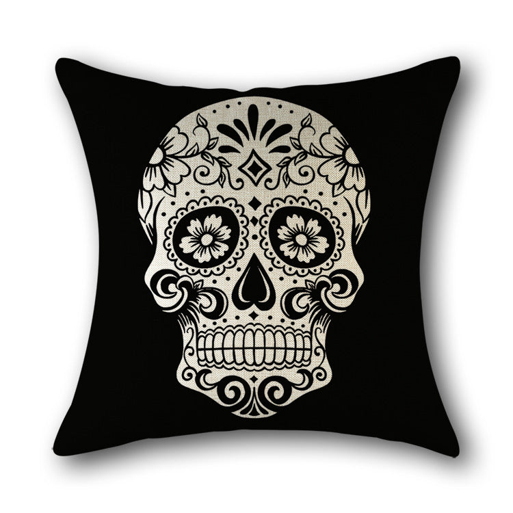 Skull Print Cushion Cotton Cover Sofa Cushion Bed Scandinavian Decorative Pillow Case