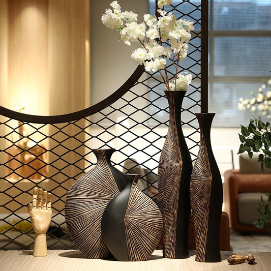 Retro Affordable Luxury Vertical High Floor Vase Decoration