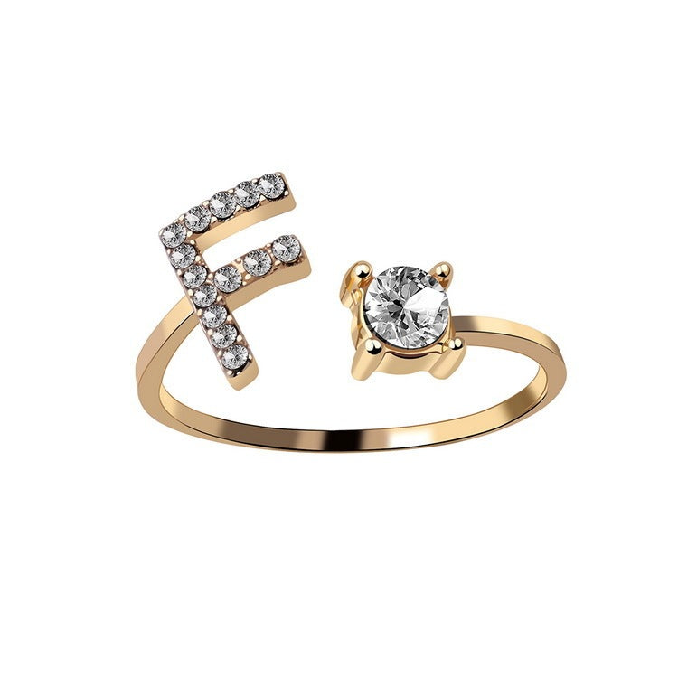 Adjustable Initial Letter Ring - Personalized Alphabet Jewelry