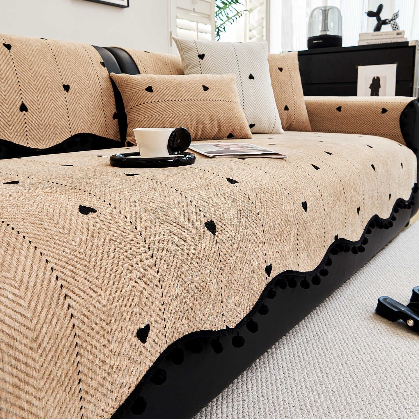 Chenille Straight-row Leather Sofa Cushion