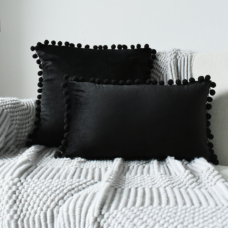 Fur ball velvet sofa cushion pillowcase