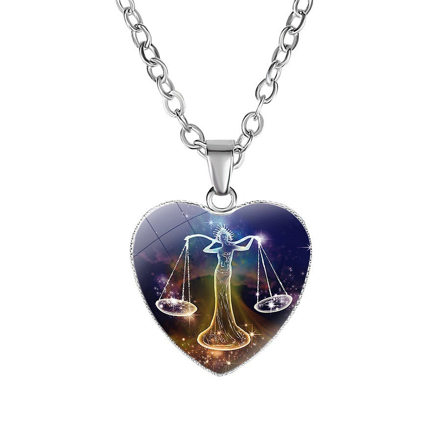 Women's Zodiac Heart Pendant Necklace - Personalized Astrology Jewelry