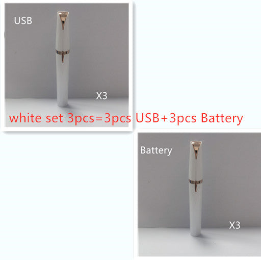 Mini Electric Eyebrow Trimmer - LED Light Painless Hair Remover Lipstick Size