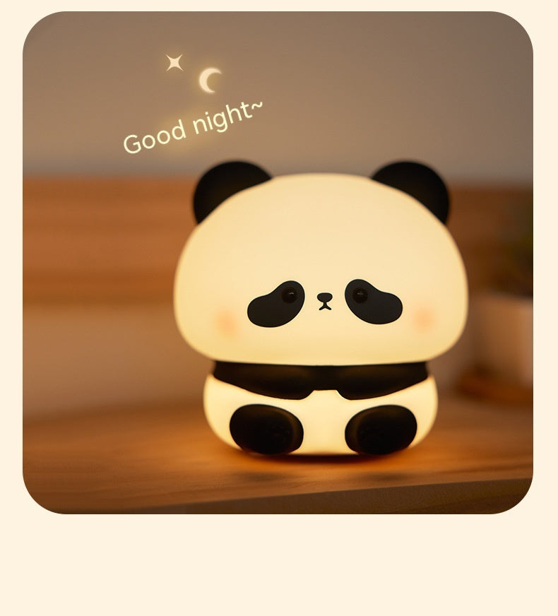 Panda LED Night Light - Cute Silicone USB Rechargeable Touch Lamp with Timing for Children