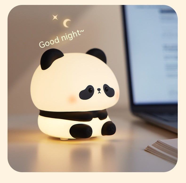 Panda LED Night Light - Cute Silicone USB Rechargeable Touch Lamp with Timing for Children