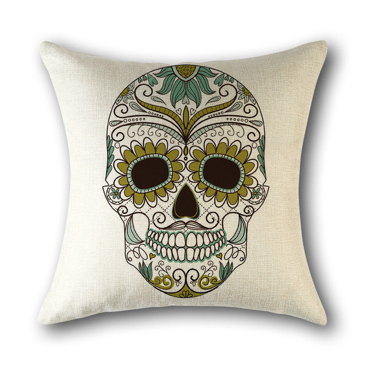 Skull Print Cushion Cotton Cover Sofa Cushion Bed Scandinavian Decorative Pillow Case