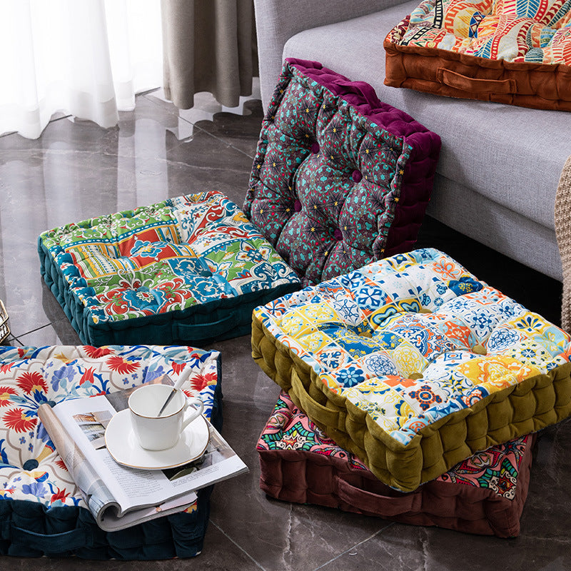 Square Fat Cushion Printing Thick Hip Pad Cushion Ethnic Style Cushion